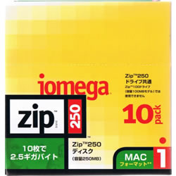 Zip 250 Disk (e250MB) MACtH[}bg 10pbNڍׂ
